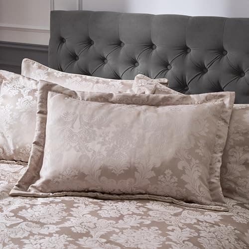 Image of Catherine Lansfield Damask Jacquard Quilted Pillow sham Pair Champagne Gold