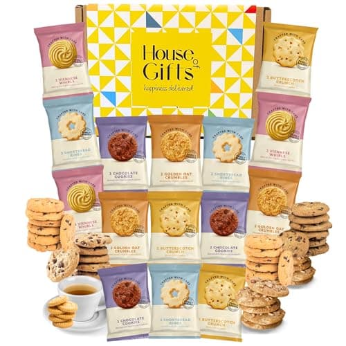 Image of Mixed Biscuits Gift Set Hamper with Border Biscuits Contains 15 Packs of Two Biscuits (30 Single Biscuits) Luxury Individually Wrapped Biscuits Hamper. Biscuit Gift Box With 30 Biscuits