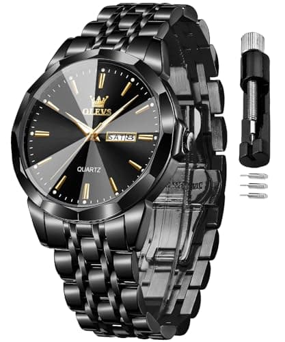 Image of OLEVS Watches for Men Analog Quartz Dress Business Watch Day Date Stainless Steel Classic Casual Luxury Luminous Waterproof Male Wrist Watches