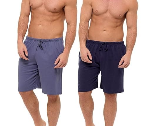 Image of INSIGNIA Mens Pyjamas Lounge Shorts Bottoms 2 Pack (UK, Alpha, L, Regular, Regular, Navy -Denim Blue)