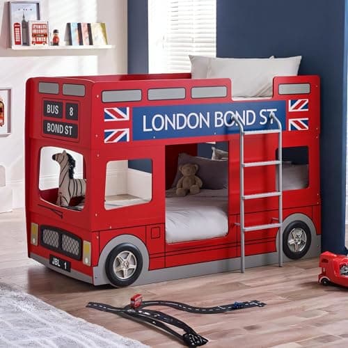 Image of Julian Bowen Red Wood London Bunk Bed, Single
