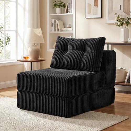 Image of GRAVFORCE Folding Sofa Bed Convertible Sleeper Chair with Back Support and Pillow Fold Out Single Sofa Bed Chair Comfy Foldable Mattress Floor Couch for Living Room Bedroom Black