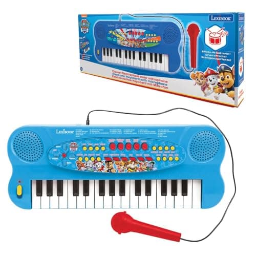 Image of Lexibook, Paw Patrol, Electronic Keyboard with microphone, 32-keys piano, microphone for singing, 22 demo songs, battery operated, blue/red, K703PALXB