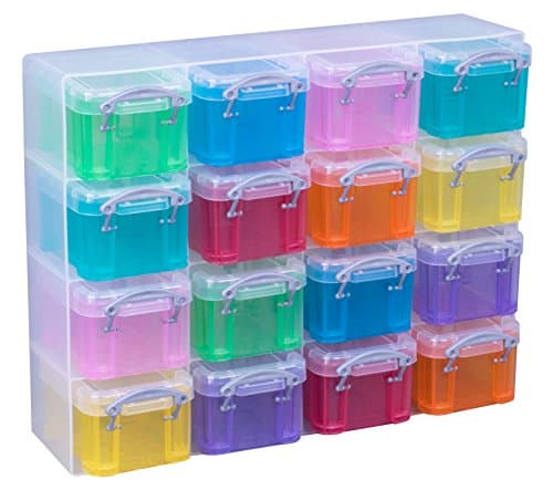 Image of Really Useful Box Organiser 16 x 0.14 Litre Storage Boxes in a Clear Organiser and Assorted Boxes