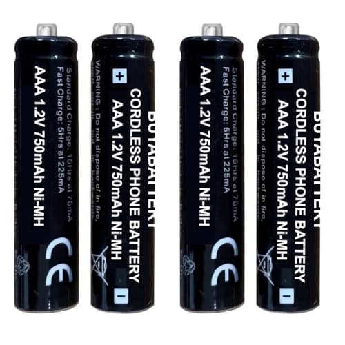 Image of 4 x Rechargeable AAA Cordless Telephone Batteries 750mAh 1.2V NiMH BuyaBattery suitable for BT, Siemens Gigaset and Panasonic Phones
