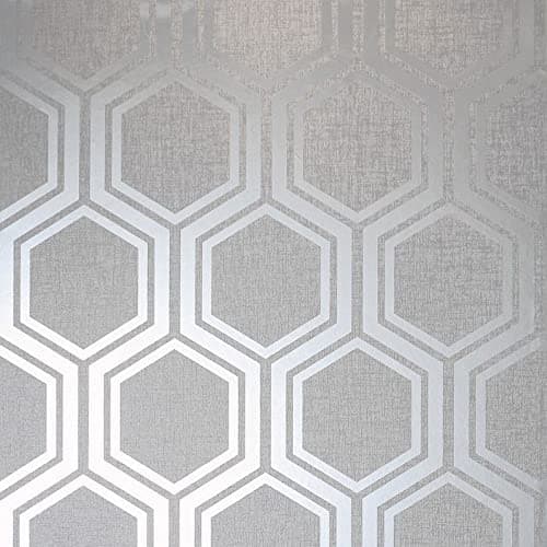 Image of Arthouse 910206 Silver Metallic Textures Luxe Hexagon Wallpaper 910206-Geo