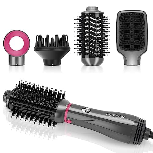 Image of 4 in 1 Hair Dryer Brush Set, PARWIN PRO BEAUTY Air Styler with 4 Attachments as Hairdryer, Hot Air Brush, Hair Diffuser, Hot Brush for Hair Styling, Ionic Care Frizz-Free, 1000 Watts