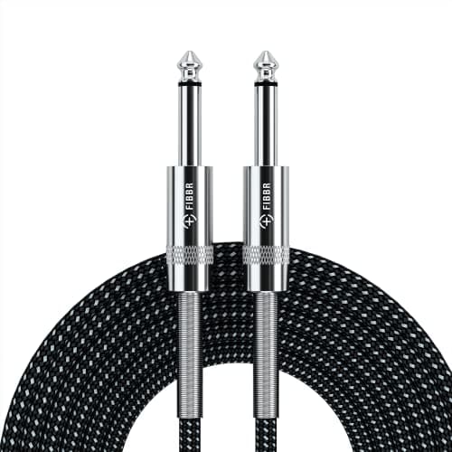 Image of FIBBR 6.35mm to 6.35mm Stereo Audio Cable 10M, Straight 1/4" TRS Audio Guitar Male Jack Instrument Lead with Nylon Braided for Electric Guitar, Bass, Amplifier, Mixer, Keyboard, Speaker