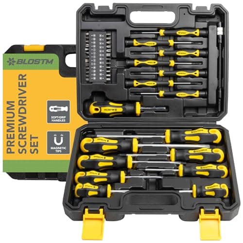 Image of BLOSTM Premium Magnetic Screwdriver Set - 42pcs Screwdrivers with Magnetic Tips & Comfort Grip, Cross-Head, Flat Heads & Heavy Duty Storage Case - Precision Screwdriver Set - 42PCS