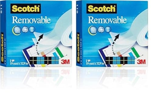 Image of Scotch Removable Magic Tape 1 Roll 19 mm x 32.9 m - Repositionable Tape for Document Repair, Labelling & Sealing (Pack of 2)