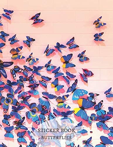 Image of Pink and Purple Butterfly Blank sticker book: Premium Matte cover empty papers to put in stickers, for boys girls kids toddlers custumized Activity Book for drawing coloring Sketching Doodling Writing