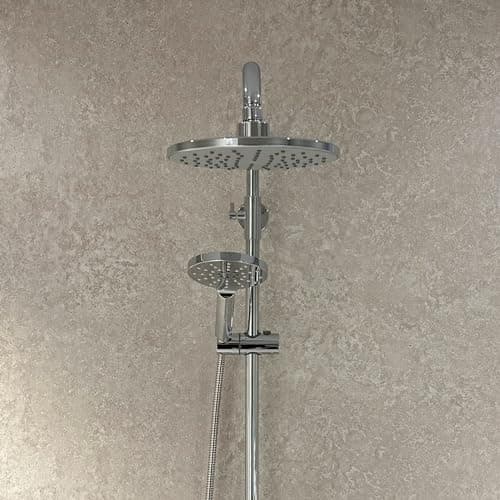 Image of DBS Beige Concrete Matt 1000mm Wide Shower Panel 1m x 2.4m PVC Bathroom Wall Cladding 10mm