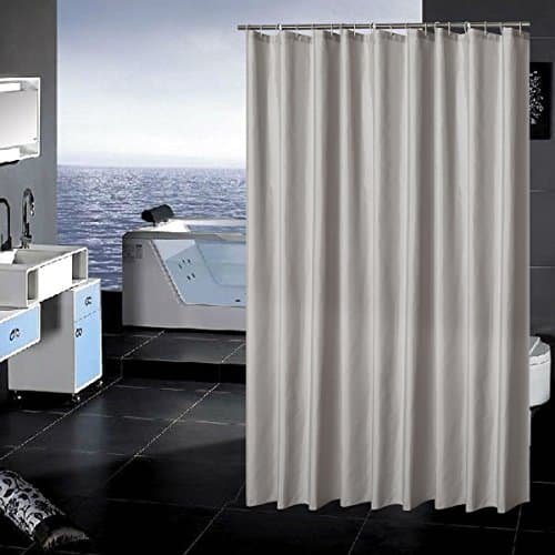 Image of Sfoothome Waterproof Polyester Fabric Shower Curtain,Midew Resistant Washable Bath Curtain For Bathroom With Anti Rust Grommets, Plastic Curtain Rings And Heavy Weighted Hem (90 x 180cm, Silver Gray)