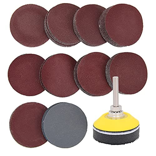 Image of 100 Pieces 2 Inch Sanding Discs, 80-3000 Grit 50mm Sandpaper with 1/4" Shank Backing Plate and Soft Foam Buffering Pad, for Drill Grinder Rotary Tool, Hook and Loop Sand Paper Assortment Pack