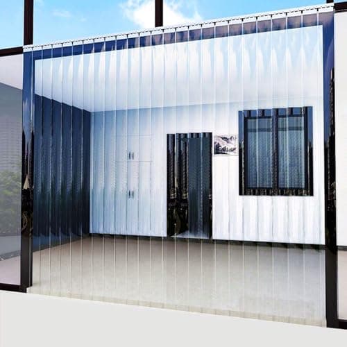 Image of tonchean PVC Strip Curtain Clear Curtain Strip Kit 90 x 200 cm Plastic Clear Door Curtain 6Pcs Transparent Pest Control Strip with 30 cm Keels 3Pcs for Chiller Coldroom Freezer Room Storage Door