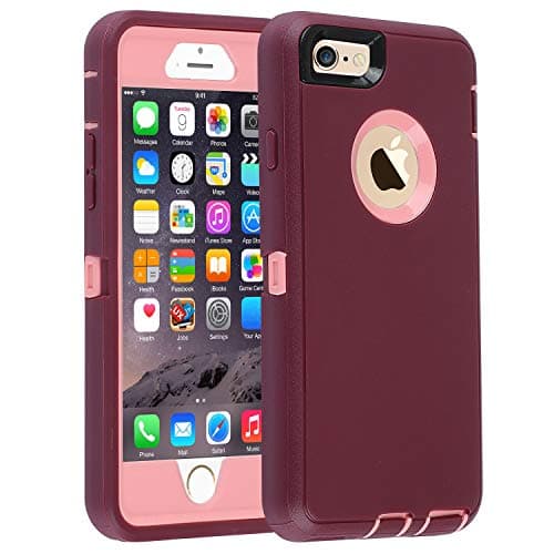 Image of smartelf Case for iPhone 6 Plus/6s Plus Heavy Duty With Built-in Screen Protector Shockproof Dust Drop Proof Protective Cover Hard Shell for Apple iPhone 6+/6s+ 5.5 inch-Purple/Pink