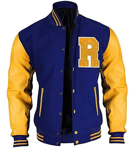 Image of Aksah Fashion Men Jacket Archie Andrews KJ APA R Logo Bomber Wool Jacket | Liberty High School Tigers Letterman Varsity Jacket