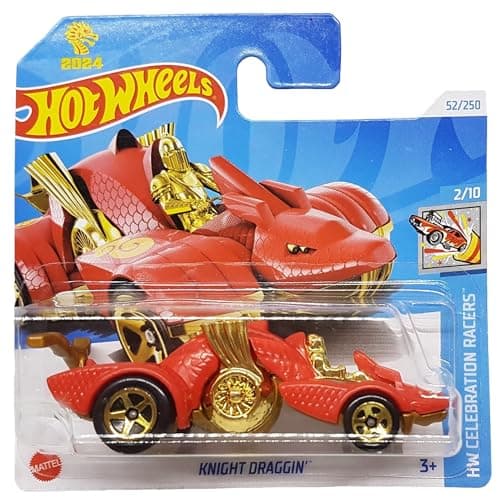 Image of Hot Wheels Knight Draggin HW Celebration Racers 2/10 HRY96 Short Card Year of the Dragon Mattel 2024-1:64