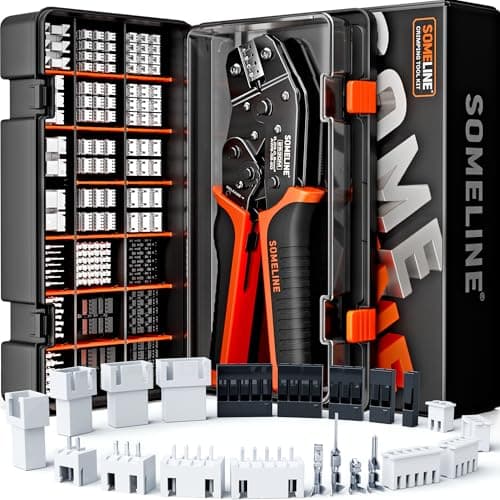 Image of SOMELINE Crimp Tool Connector Kit, JST-XH 2.5mm/DP 2.54mm Connector Set, 21 Types of Connectors, 0.05-0.5mm²(30-20AWG) Ratcheting Crimper, JST Series, KF2510,Molex,AMP EI Series