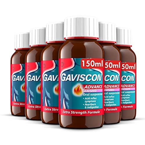 Image of Gaviscon Advance Extra Strength Heartburn & Indigestion Liquid, Aniseed Flavour, 150ml, Pack of 6