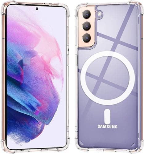Image of KIOMY Clear Case for Samsung Galaxy S21+ / S21 Plus, Airbag Corners Shockproof Bumper Protective Phone Cover, Hybrid Design Hard PC Back with Flexible TPU Frame, Magnetic for Magsafe Wireless Charging