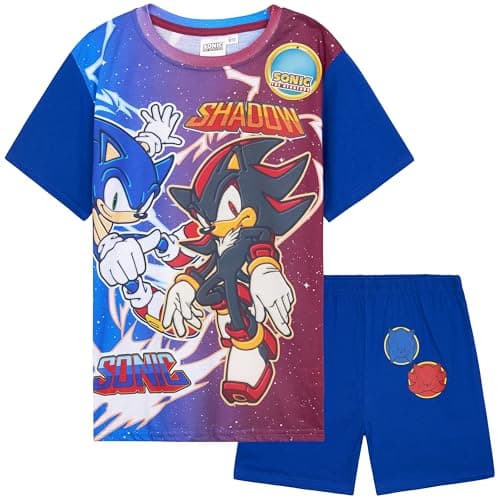 Image of SONIC THE HEDGEHOG Boys Pyjama Sets 4-12 Yrs, Short Pj Bottoms Crew Neck T-Shirts, Soft Comfy Loungewear, Gaming Boys Gifts (11-12 Years, Blue Sonic, 1 Pack)