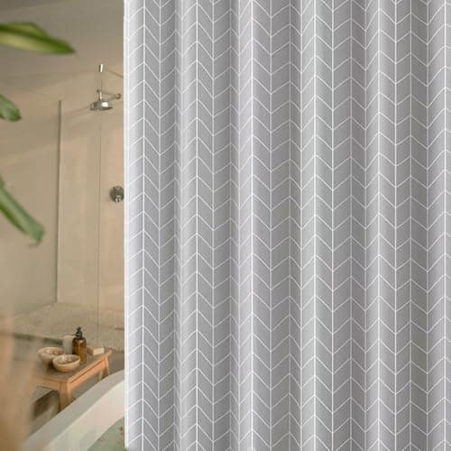 Image of hzkais Grey Shower Curtain, Mould Proof and Mildew Resistant Washable Bathroom Curtains, Shower Curtain for Bathroom, Bath Curtains with Hooks, 180 x 180 cm (71 x 71 Inch)