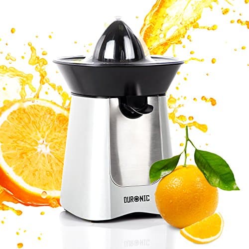 Image of Duronic Electric Citrus Juicer JE6SR Fruit Juice Press Extractor 100W Motor Silver and Stainless-Steel 2 Cone Oranges Lemons Squeezer Machine
