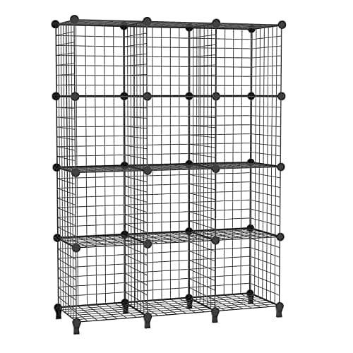Image of AWTATOS Cube Storage Unit, 12 Cube Wire Storage Shelves, Multifunctional DIY bookcases and Shelving Units Perfect for Office/Livingroom/kitchen/Bathroom, Black USCIH12BE