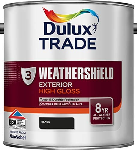 Image of Dulux Trade Weathershield Exterior High Gloss Black 2.5 Litres