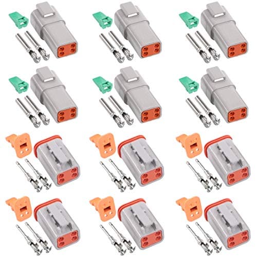 Image of Glarks 54Pcs 4 Pin Way Sealed Gray Male and Female Auto Waterproof Electrical Wire Connector Plug 22-16AWG Connector for Motorcycle, Scooter, Car, Truck, Boats