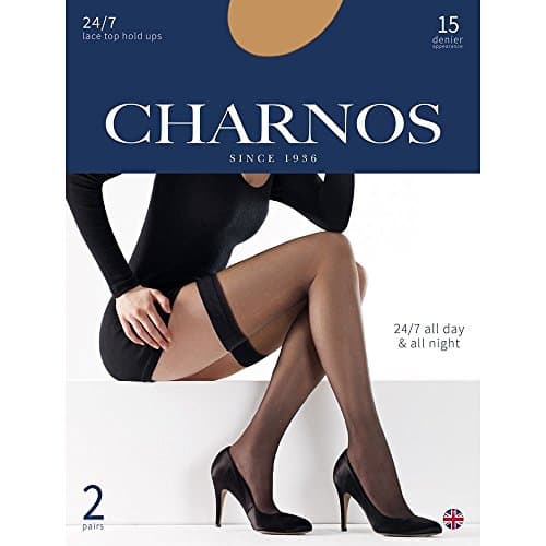 Image of Charnos Womens 15 Denier Hold - Up Stockings, Black, S UK