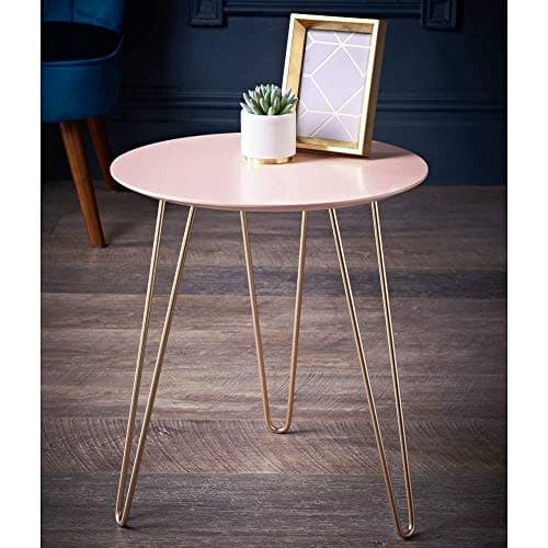 Image of PaMeer-Modern Style Stunning Side Table Blush & Rose Gold Finish Whit Metal Legs Perfect For Placing Drinks