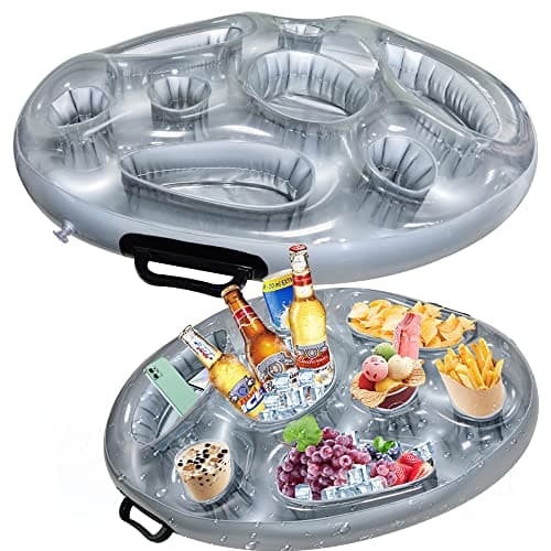 Image of Baanfly Inflatable Floating Drink Holder, Hot Tub Accessories, 8 Holes Large Cloud Pool Holder for Beverage Salad Fruit Buffet Server, Large Capacity for Outdoor Summer Swimming Beach Party Supply