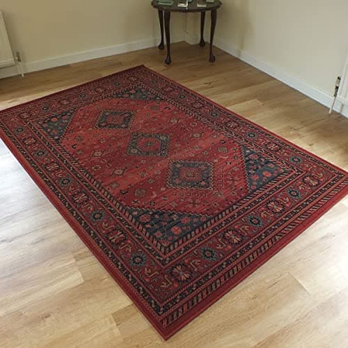 Image of Kashqai Brick Red Rug 4345-300 100% Wool Yarn Traditional Afghan Style Design 2.4m x 3.4m (8' x 10'12 approx)