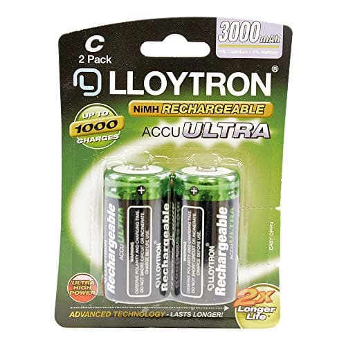 Image of LLOYTRON NiMH Rechargeable AccuUltra Batteries / C Size / 3000mAh / 2 Pack - B016