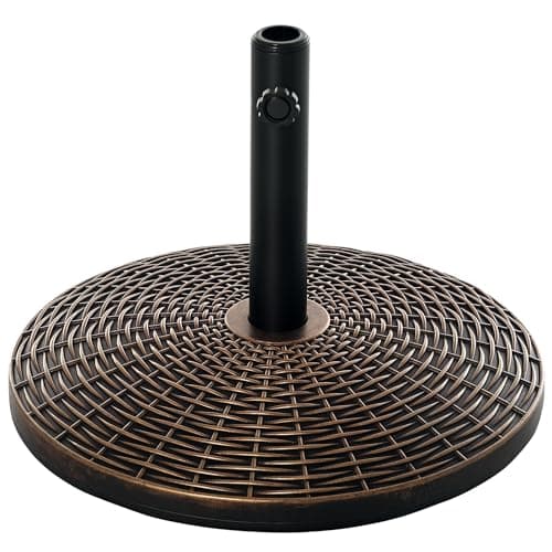 Image of Outsunny 25 kg Round Cement Parasol Base, Umbrella Stand Holder with Rattan Style Pattern for 38, 48 mm Poles for Outdoor, Garden, Antique Bronze