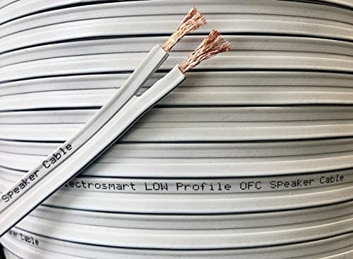 Image of electrosmart 5 Meter Low Profile Flat White OFC Loud Speaker Cable Multi-Strand 158 2x 79 Strand Outside Dimensions of Cable 1.7mm x 10mm