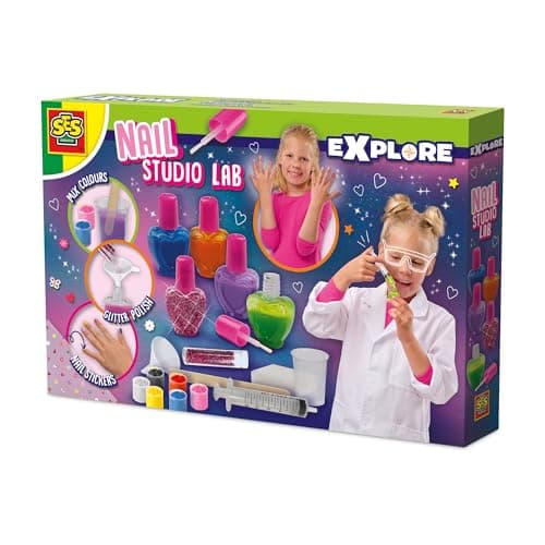 Image of SES Creative 25141 Nail Studio Lab - Nail Polish for Kids - Make Your Own Nail Polish - STEM Toy - Experiment Kits
