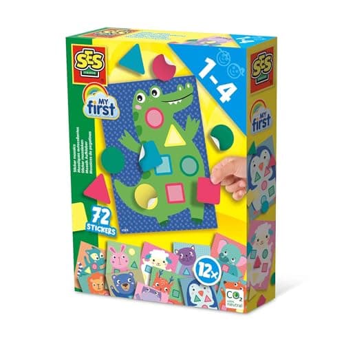 Image of SES Creative 14484 - My First - Sticker Mosaics, Learn to Mosaic with Animal Cards and Stickers, Complete Set for Children Ages 1-4