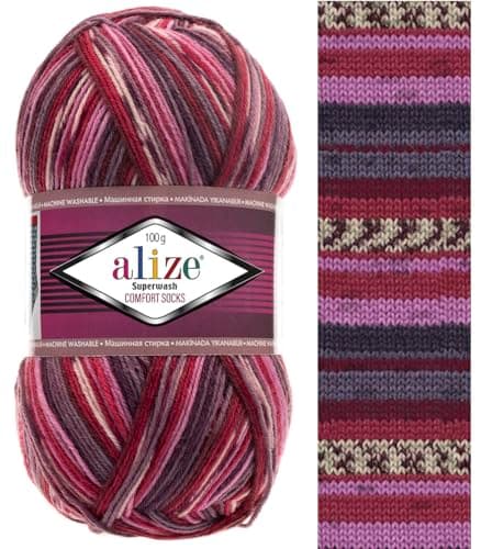 Image of Sock Yarn 100 g Superwash Comfort Sock Wool 420 m 75% SW Wool - 25% Polyamide Hand Knitting Yarn Multicoloured Sweater Vest Cardigan Blouse Scarve Hat Beanie Bootie Mitten Beret (2698)