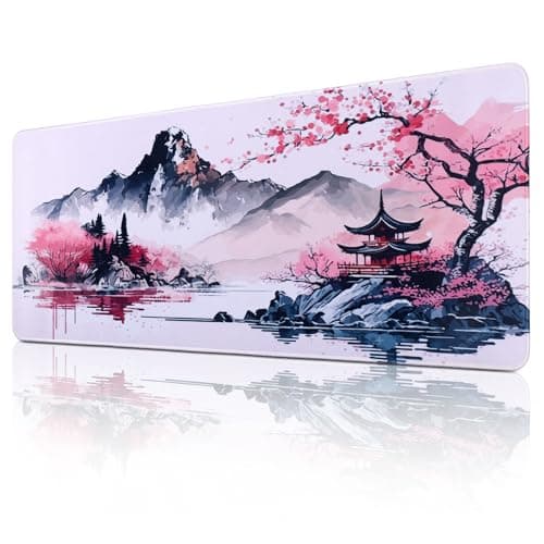 Image of JIZZU Extra Large Mouse Pad, 800 x 300mm XXL Gaming Mouse Mat, Waterproof Non-Slip Desk Mat, Extended Keyboard Desk Pad with Stitched Edges for Gamer, Office and Home (Red)