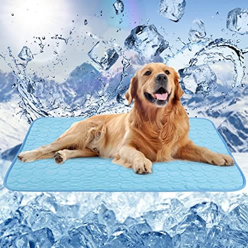 Image of ANWA Reusable Dog Cooling Mat Extra Large 100x70cm, Easy-Fold Pet Cool Mat for Home Travel, Self Cooling Pad for Dogs Cats in Hot Summer