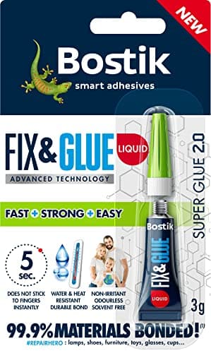 Image of Bostik Fix & Glue Liquid 3g Tube Ultra-Strong - Fast-Setting Super Glue - Bonds 99.9% of Materials - Solvent Free