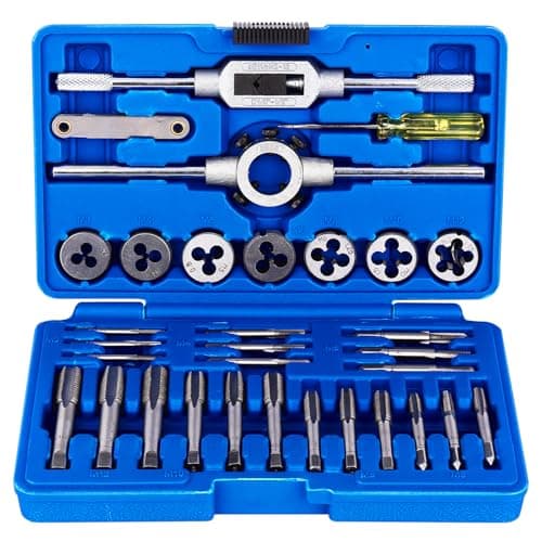 Image of GreeSuit 32 Pieces Tap and Die Set Tungsten Alloy Steel Metric Screw Threads Cutting Tool Set Taper Drill Threading and Taps with Storage Case
