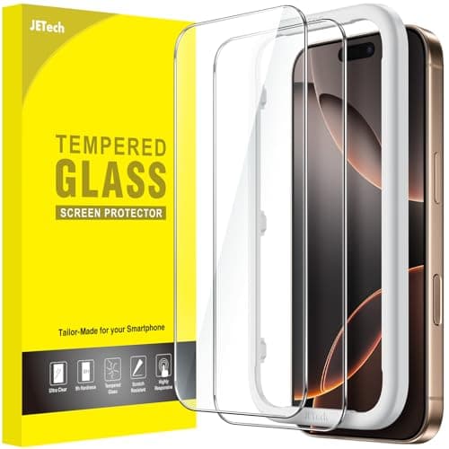 Image of JETech Screen Protector for iPhone 16 Pro Max 6.9-Inch, Tempered Glass Film with Easy Installation Tool, Case-Friendly, HD Clear, 2-Pack