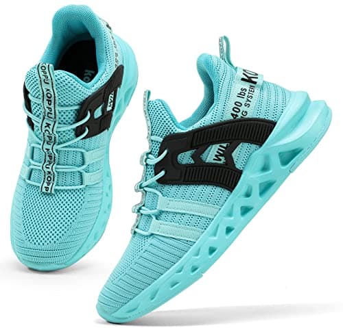 Image of Kricely Boys Kids Trainers Boys Tennis Shoes Girls Running Walking Shoes School Gym Sports Trainers Breathable Lightweight Sneakers(Blue 3 UK)