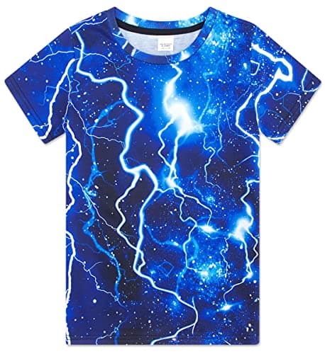 Image of Belovecol Boys Girls Blue T-Shirt Teens Short Sleeve T Shirts Cool Crewneck Tee Shirts 15-16 Years