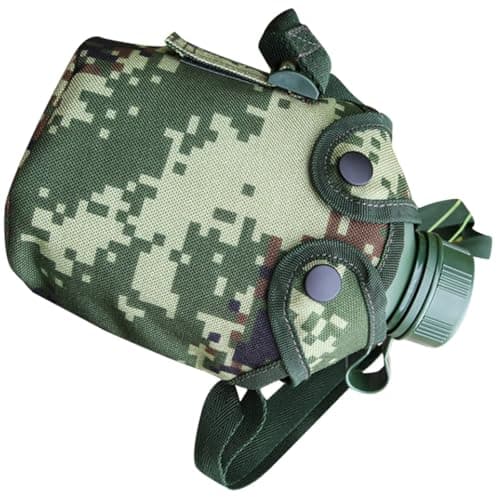 Image of ULTECHNOVO Military Canteen Water Bottle 1l Aluminum Alloy Hiking and Camping Survival Kettle with Leak-Proof Design and Sturdy Hook for Outdoor Activities