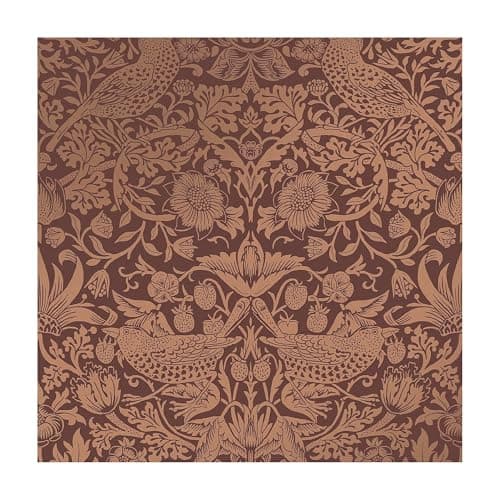 Image of William Morris at Home Strawberry Thief Fibrous Burgundy Wallpaper | Paste the Wall | Bird | Eco-Friendly